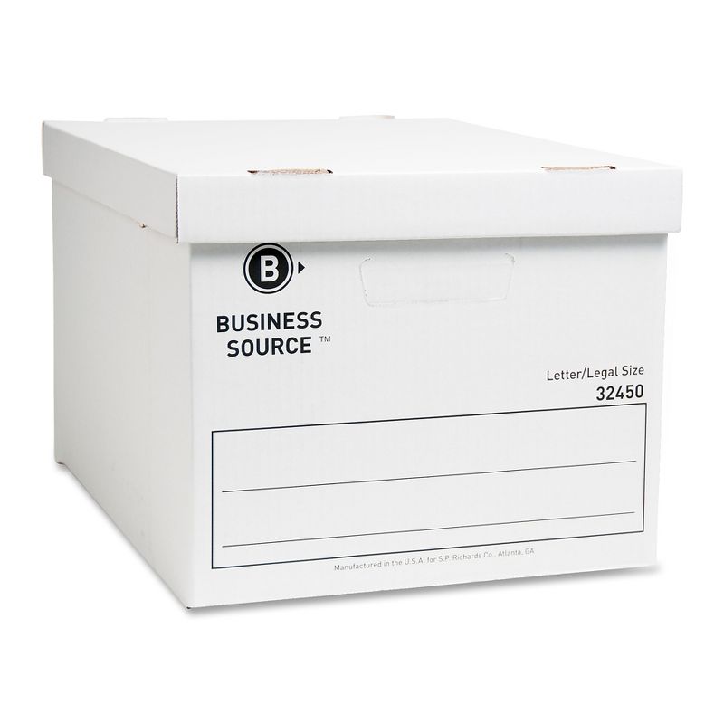 Business Source Storage Boxes Ltr/Legal 400 lb 12"x15"x10" 12/CT White 32450