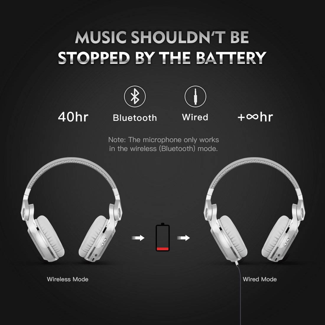 Bluedio T2s Turbine Bluetooth Wireless Stereo Headphones with Microphone 57mm Drivers Rotary Folding(Red)