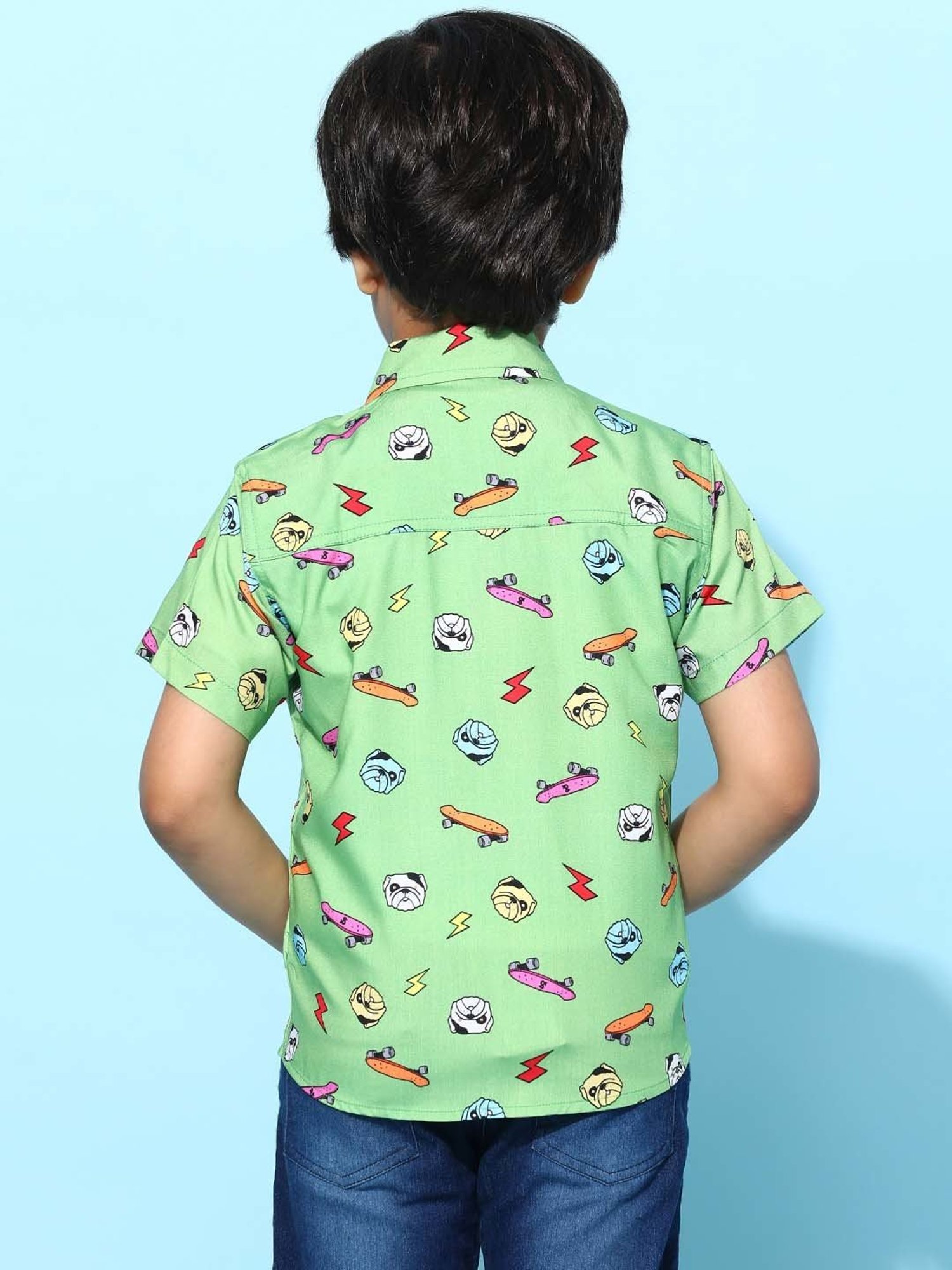 Tales & Stories Kids Green Printed Shirt
