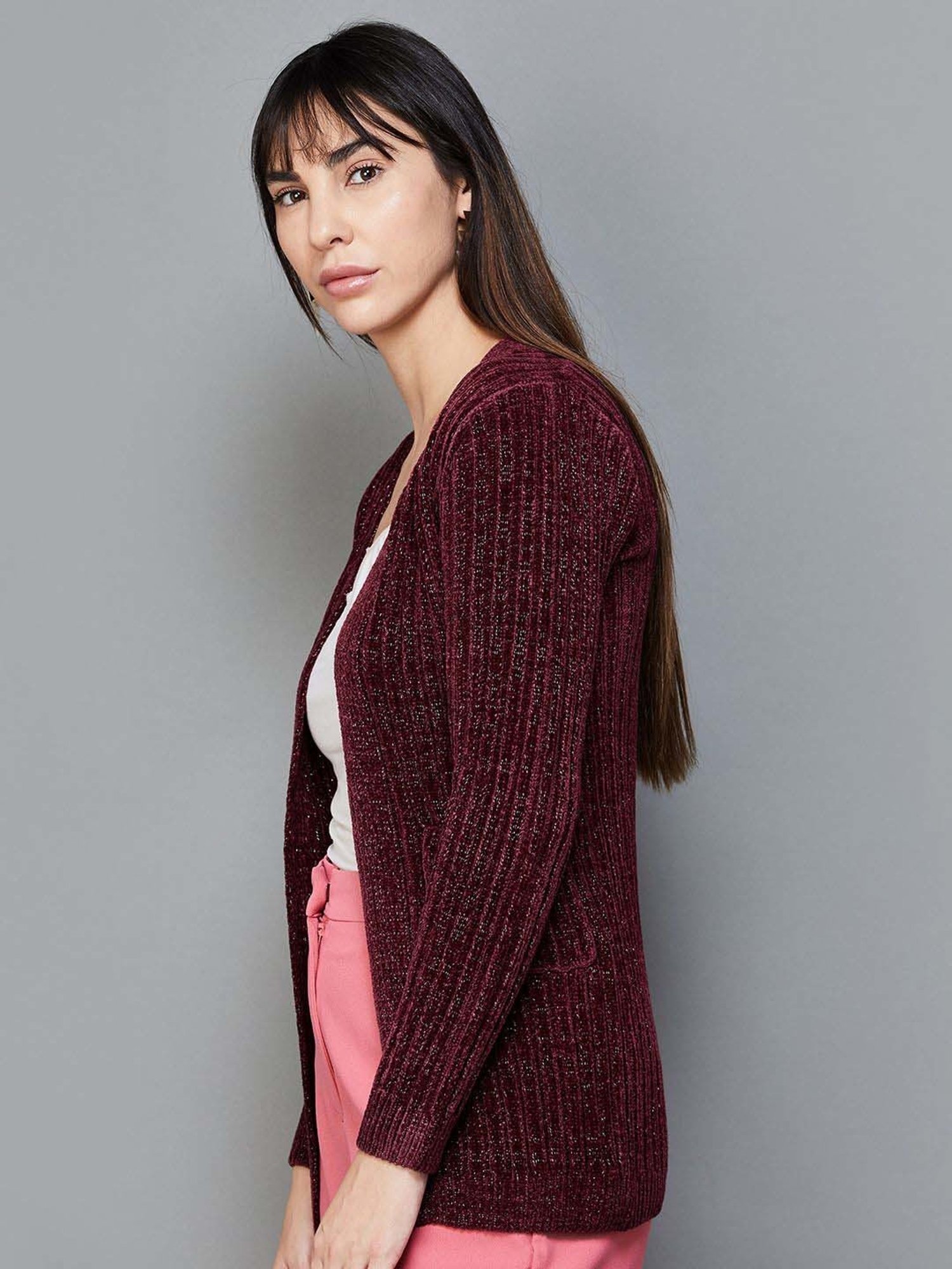 Code by Lifestyle Wine Embellished Shrug