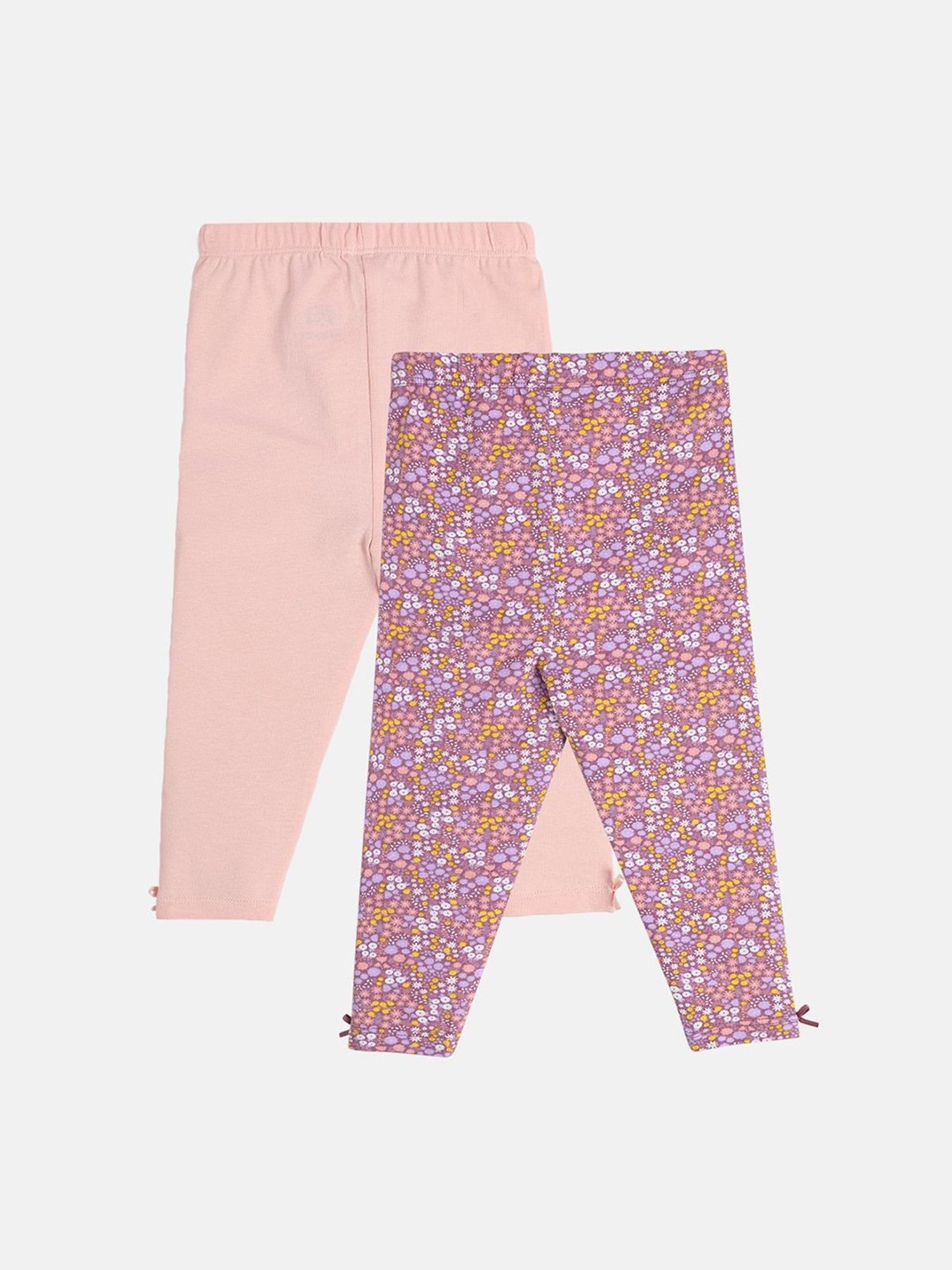 MINIKLUB Girls Purple & Pink Printed Leggings (Pack Of 2)