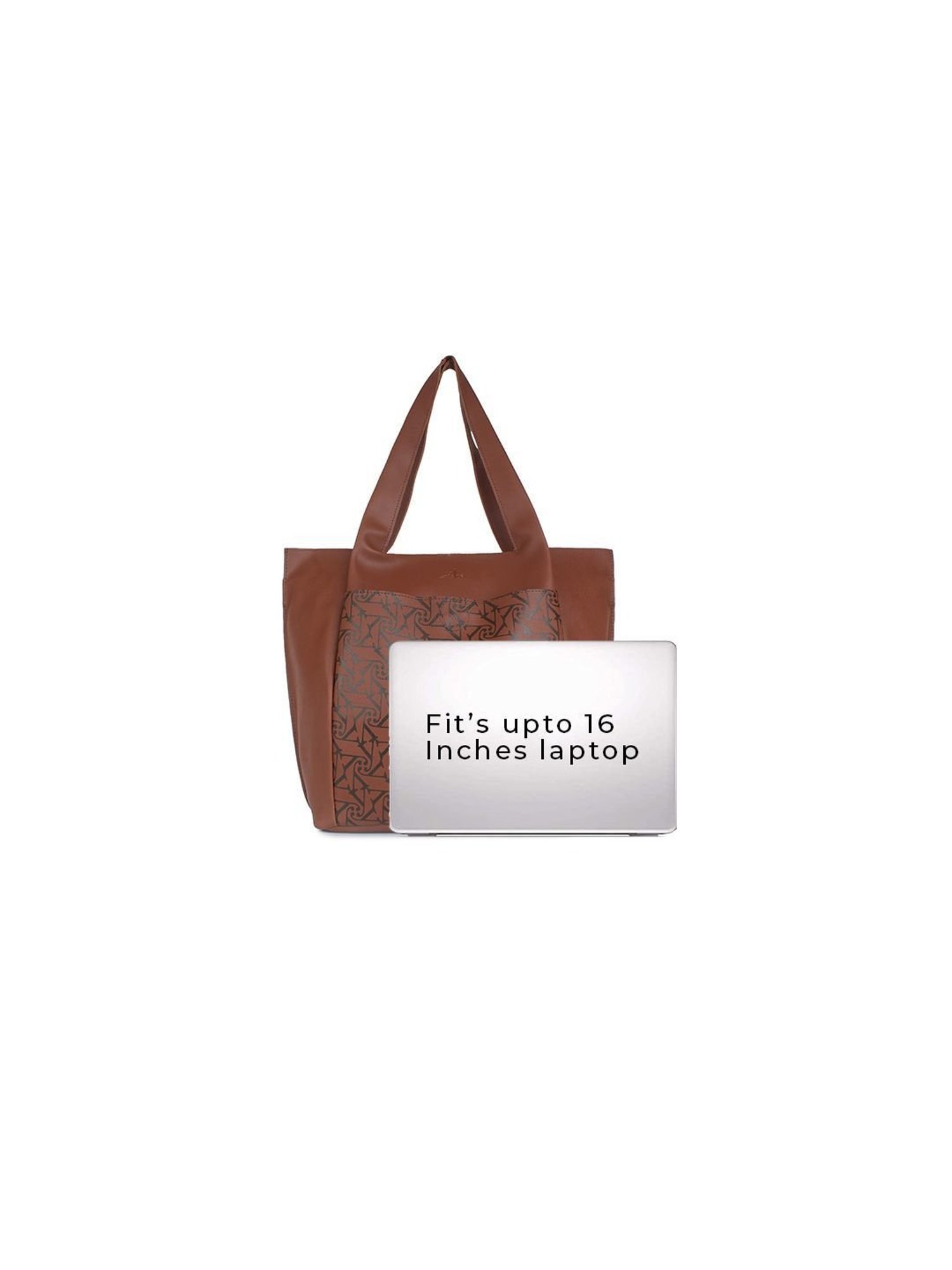 Yelloe Tan Printed Large Tote Bag