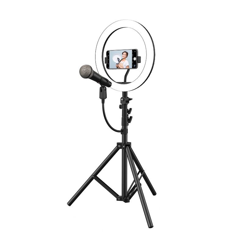 Tzumi ONAIR Halo Light Pro 10" LED Ring Light with Adjustable Tripod Stand - Black