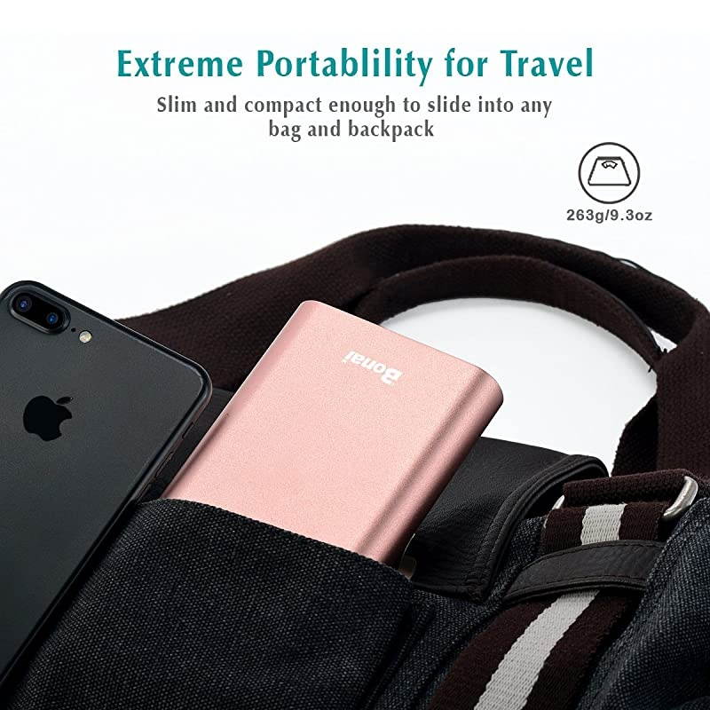 Portable Charger  20000mAh Power Bank 4Port Output Aluminum Polymer Portable Battery Charger 40A Max Input Compatible with iPhone 11 XR 8 7 6s Galaxy S20 S8 Rose Gold