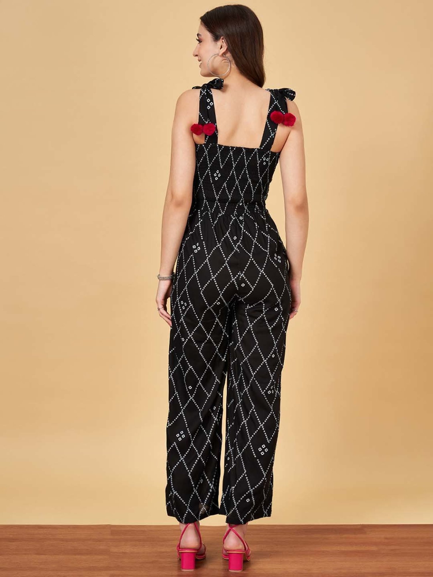YU by Pantaloons Black Printed Jumpsuit