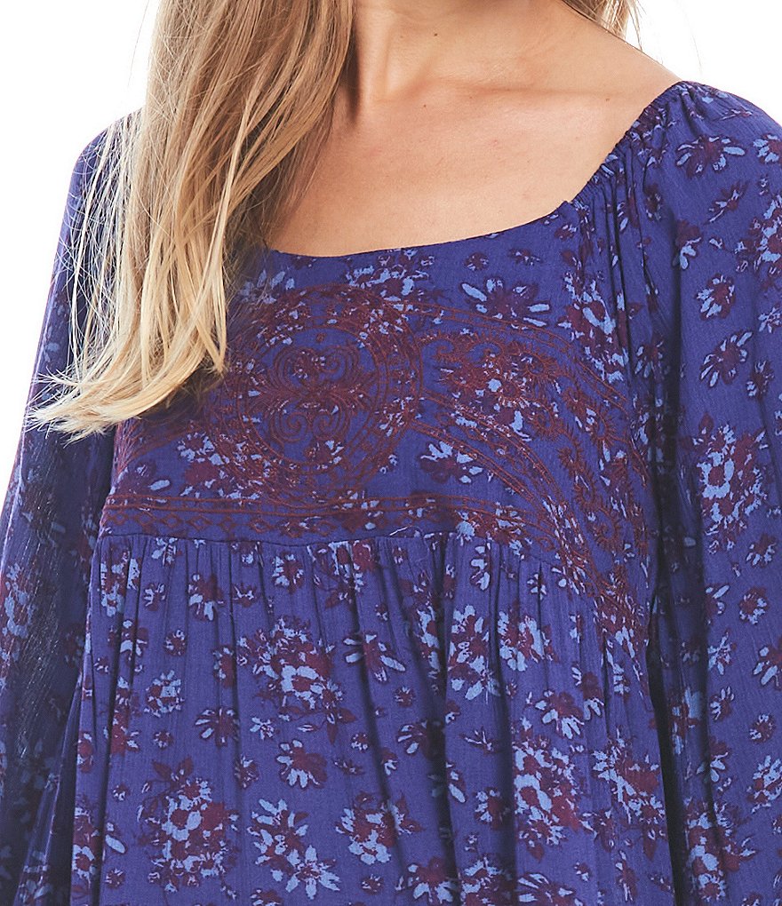 C&V Chelsea & Violet Floral Print Embroidered Babydoll Dress