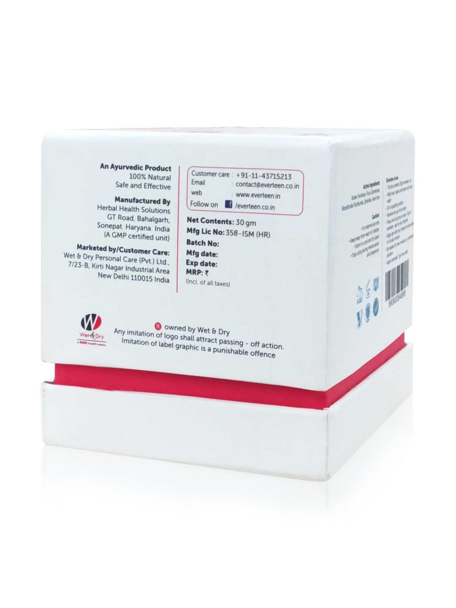 everteen Vaginal Tightening & Revitalizing Gel for Women - 1 Small Pack - 30 gm