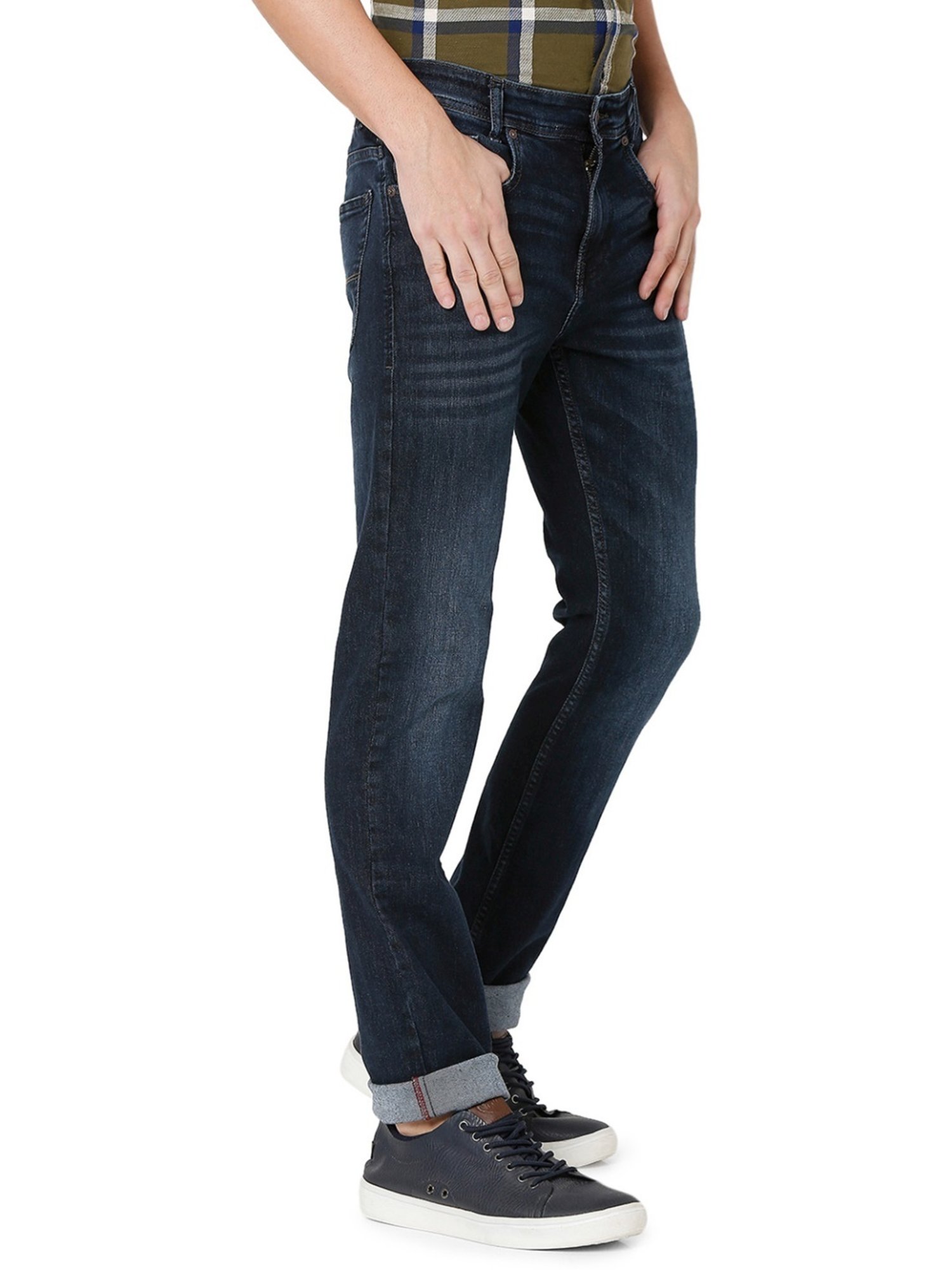 Mufti Dark Blue Cotton Regular Fit Jeans