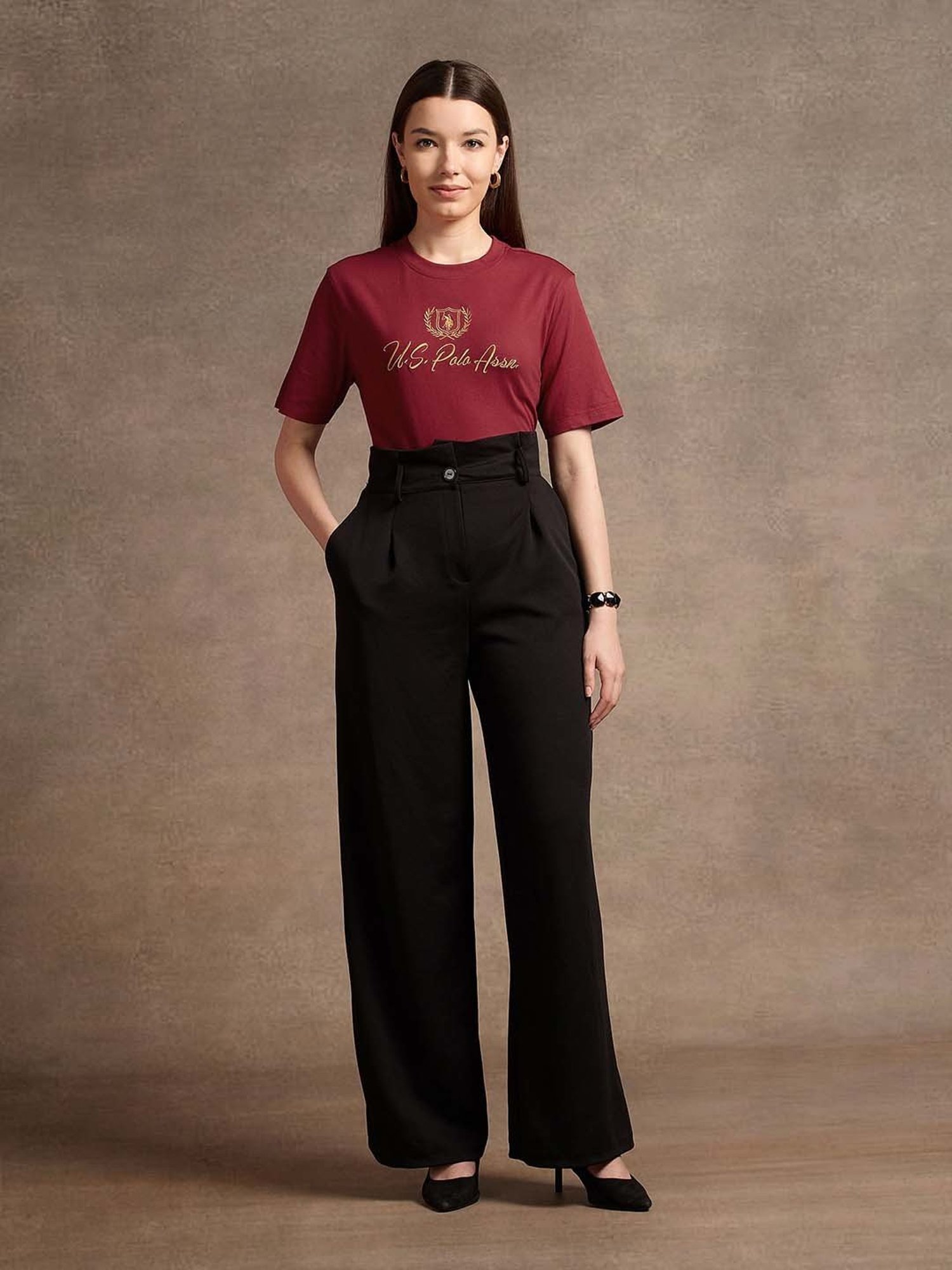 U.S. Polo Assn. Maroon Graphic Print T-Shirt