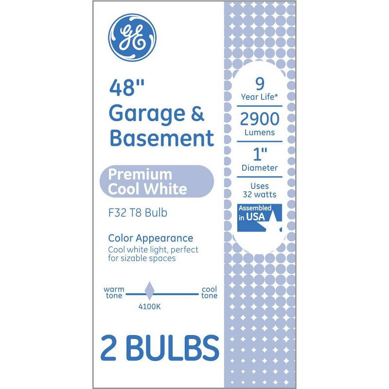 General Electric 2pk 48" 32W LFL T8 Fluorescent Tube Light White