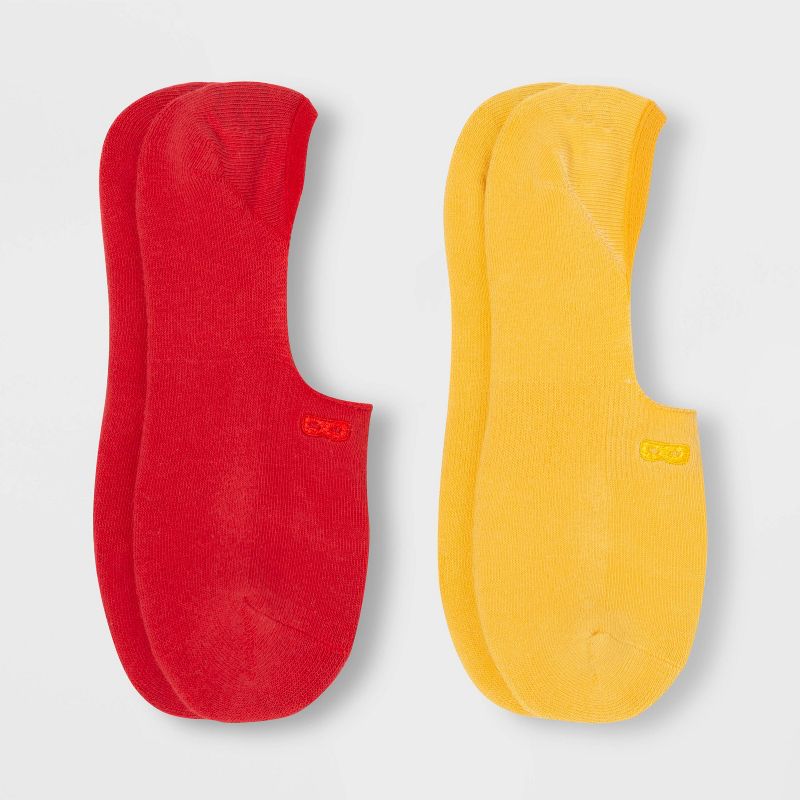 Pair of Thieves Men's Cushion No Show Socks 2pk - Red/Yellow 8-12