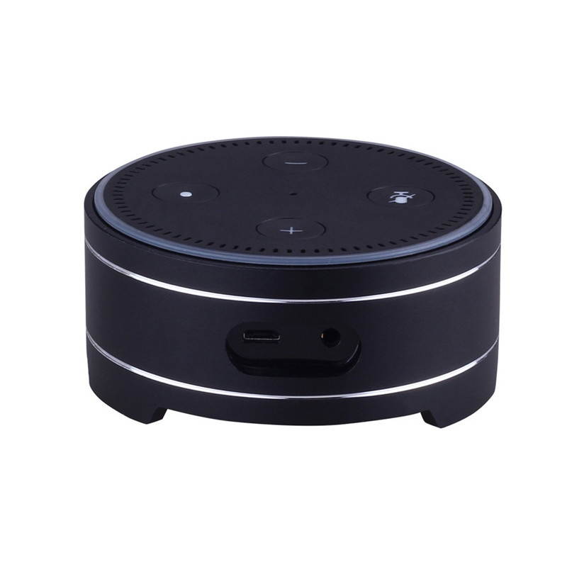 Universal Metal Round Reserved Charging Port Protective Cover Case for Echo Dot bluetooth Speaker Black