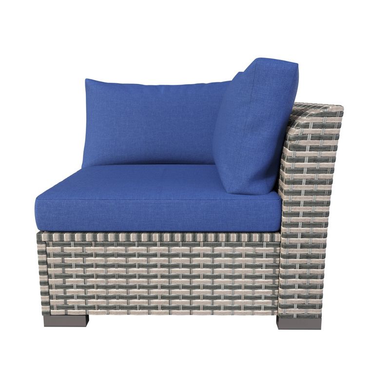 Nolin 7pc Sectional Weathered Brown Frame Sunbrella Spectrum Denim Fabric - La-Z-Boy