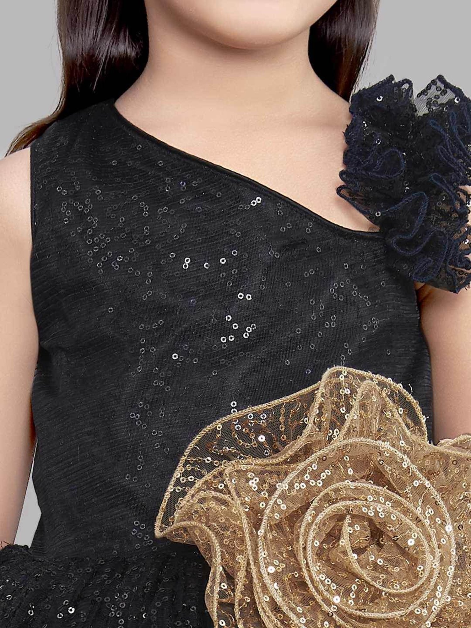 Pink Chick Kids Black Sequence Gown