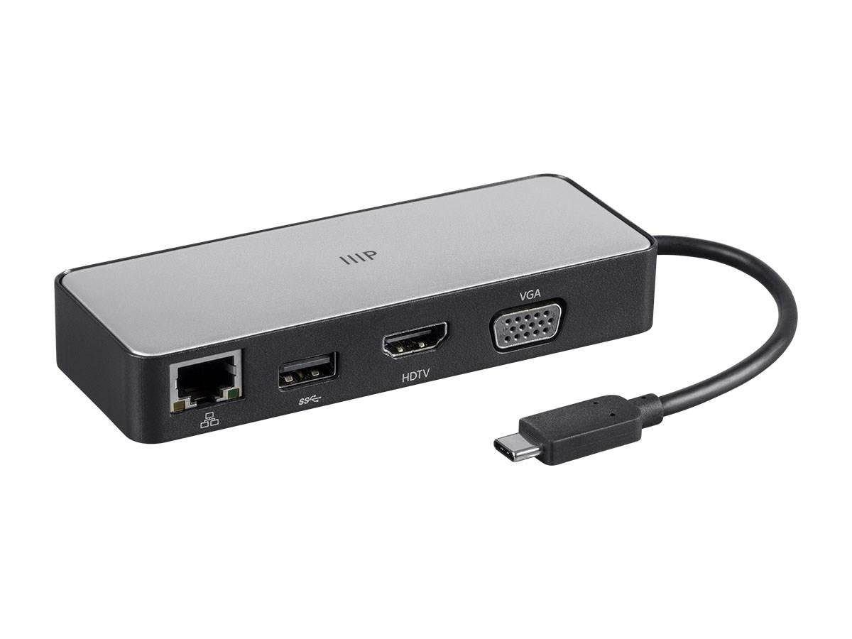 Monoprice USB-C to HDMI, VGA, USB 3.0, RJ45 Gigabit Ethernet and USB-C Female Travel Dock
