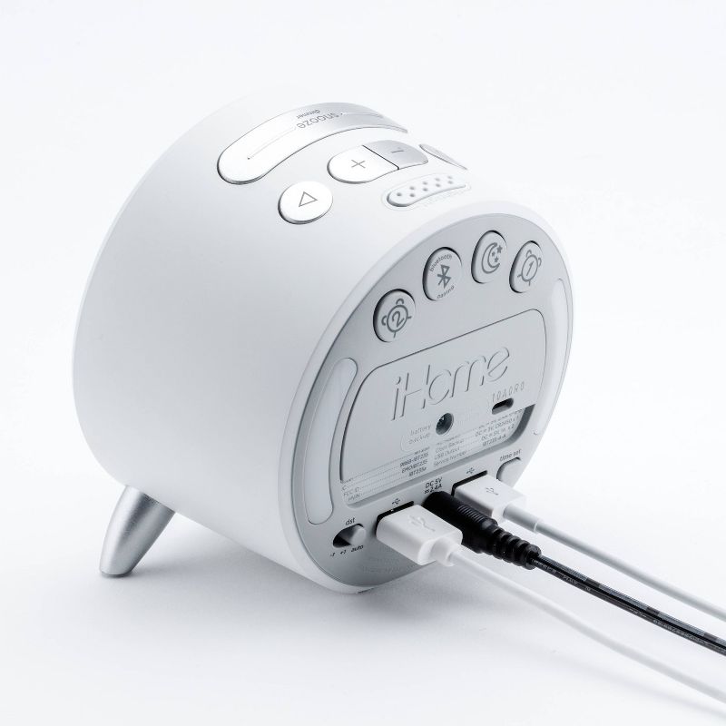 iHome Bluetooth Alarm Clock with Dual USB Charging and Nightlight - White/White