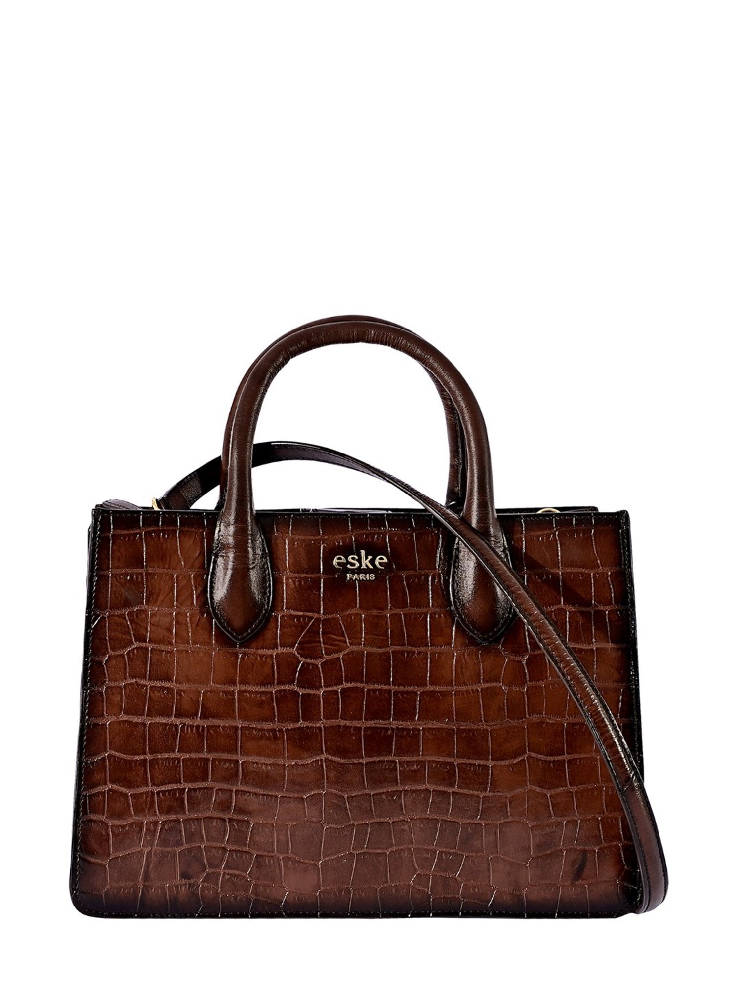 Eske Noah Tan Textured Leather Large Satchel Handbag