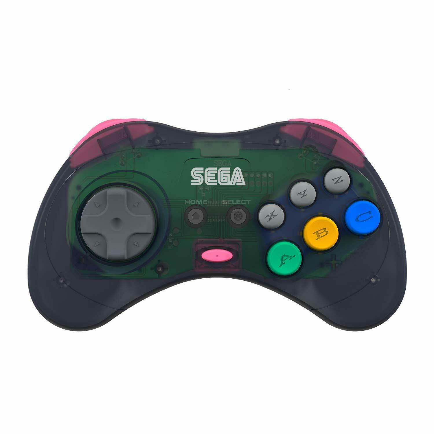Retro-Bit Official Sega Saturn 2.4 GHz Wireless Controller 8-Button Arcade Pad for Sega Saturn, Sega Genesis Mini, Nintendo Switch, PS3, PC, Mac - Includes 2 Receivers & Storage Case - Slate Gray
