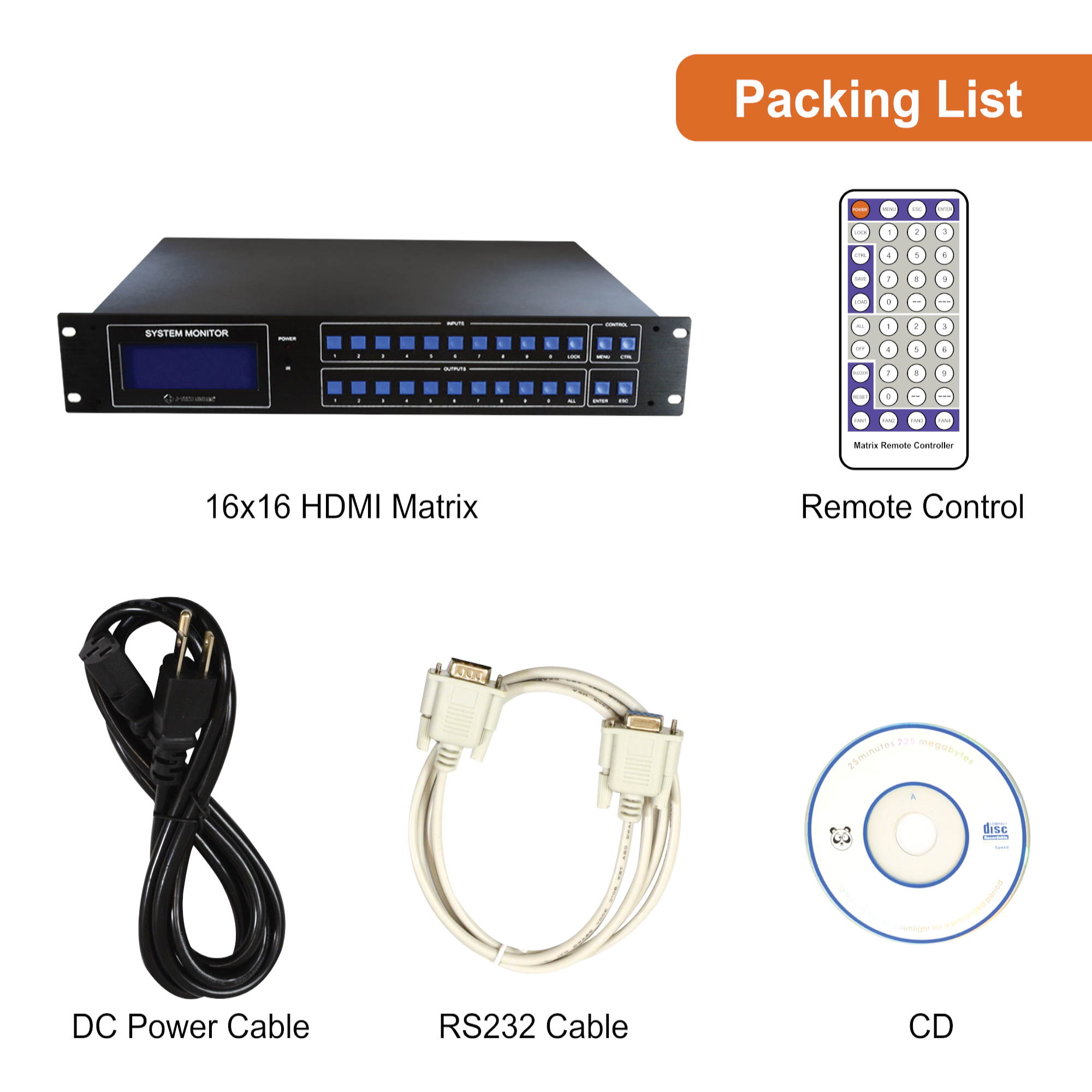 J-Tech Digital 16x16 HDMI Matrix Switcher UHD 4K@30Hz, 16 Sources/16 Displays, EDID, RS-232, HDCP 1.4 Compliant, Supports DTS, Dolby Digital, PCM, Control 4 RS232&IP Driver Available [JTECH-MX445-UHD]