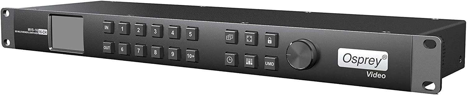 Osprey Video Rack Mount 16 Channel 3G SDI Multi Viewer Plus 16x16 Matrix Switcher MVS-16