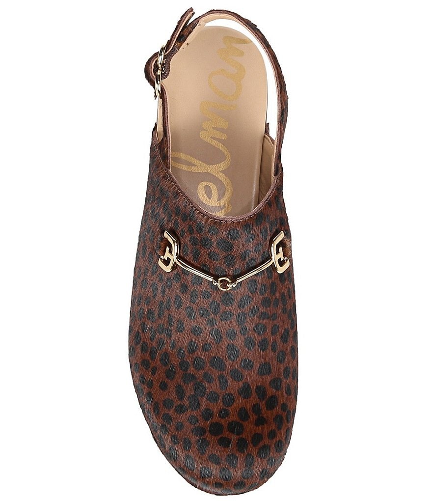 Sam Edelman Hilda Leopard Printed Calf Hair Studded Bit Buckle Clogs