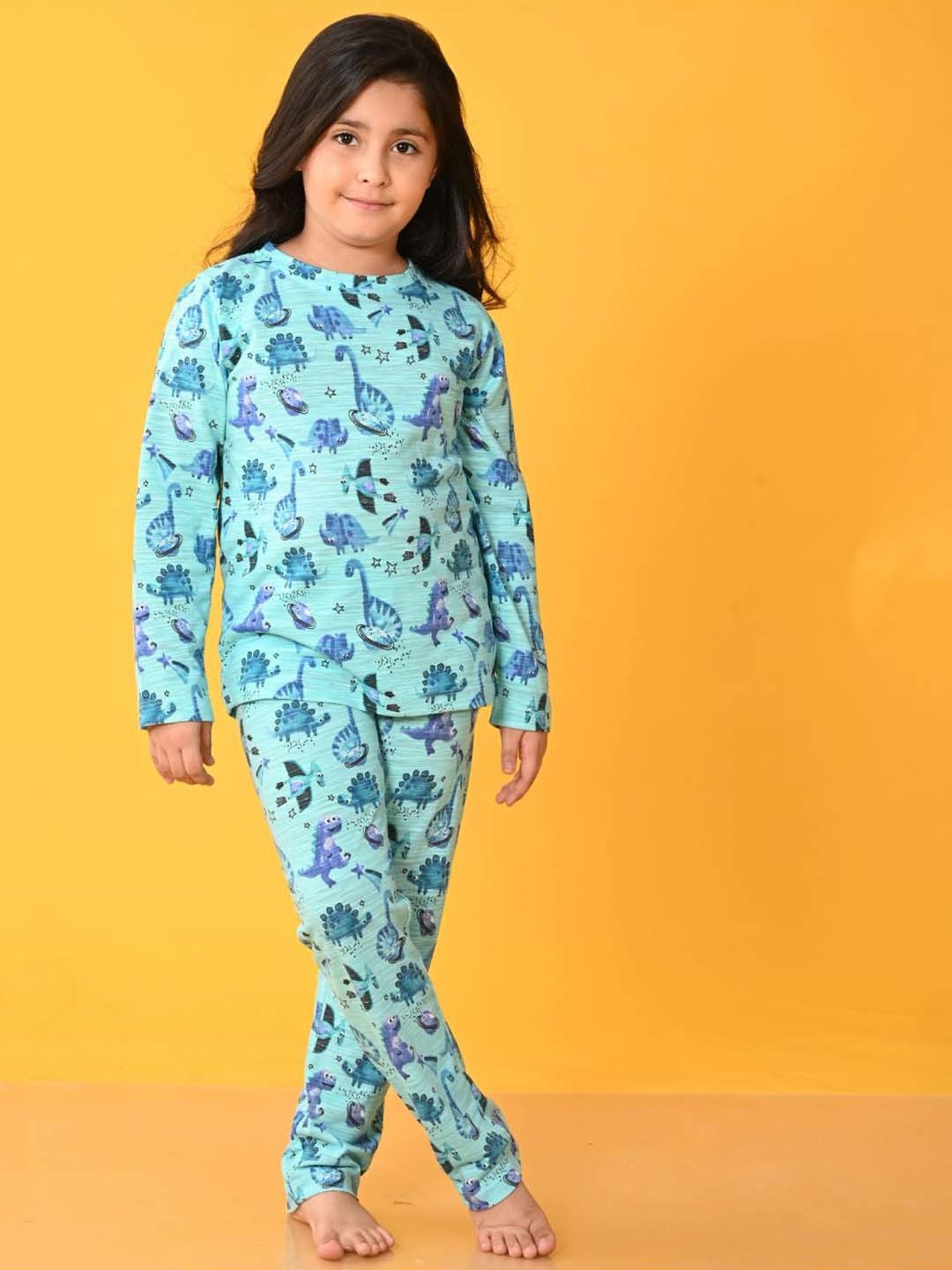 Anthrilo Kids Aqua Cotton Printed Full Sleeves T-Shirt & Trouser