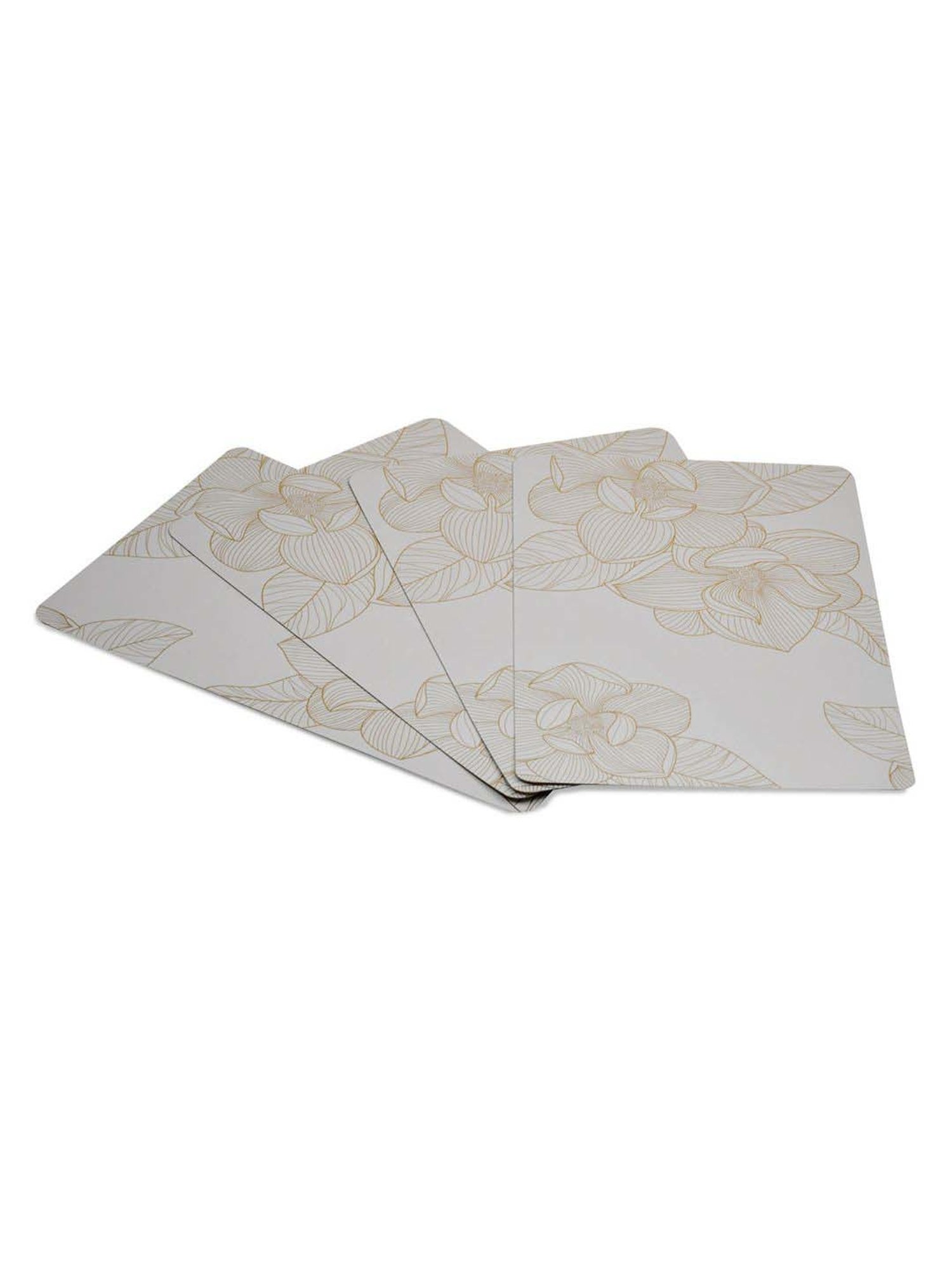 @home White Stainless Steel Rectangular Floral Table Placemat - Set of 4