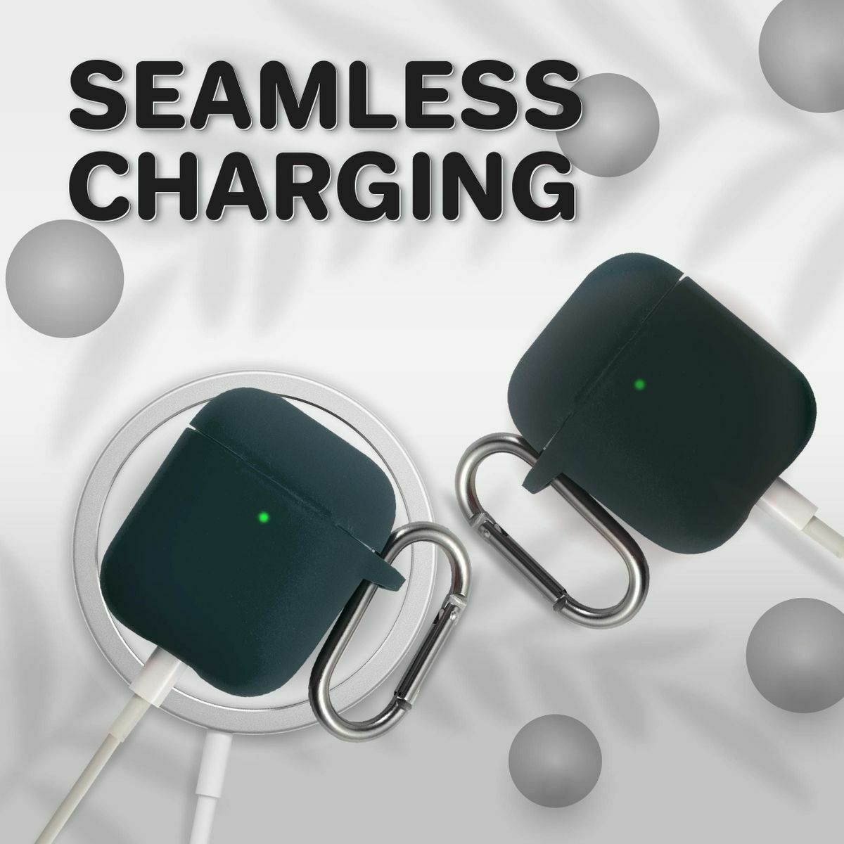 For AirPods 1  2 Liquid Silicone Case Protective Soft Skin Cover Midnight Green