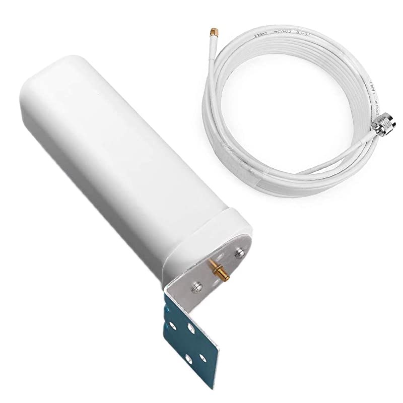 Universal Wide-Band GSM 3G 4G LTE Omni-Directional Outdoor Antenna Pole Mount with 49.2ft(15m) RG58 SMA Male to N Male 3D-FB Coax Cable for Cell Signal Boosters