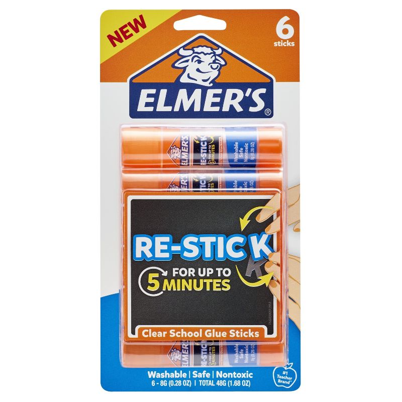 Elmer's Glue Sticks Repositionable 6ct - Clear