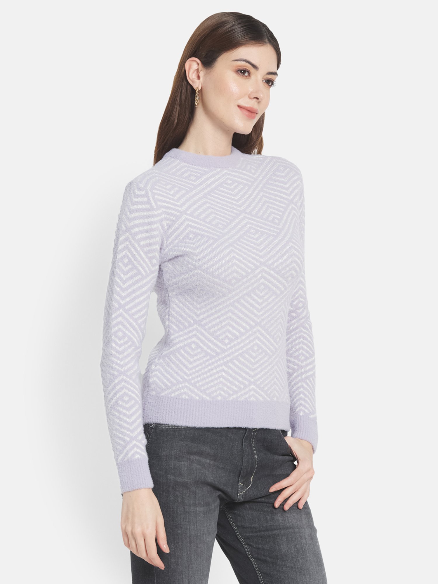 METTLE Purple Printed Pullover