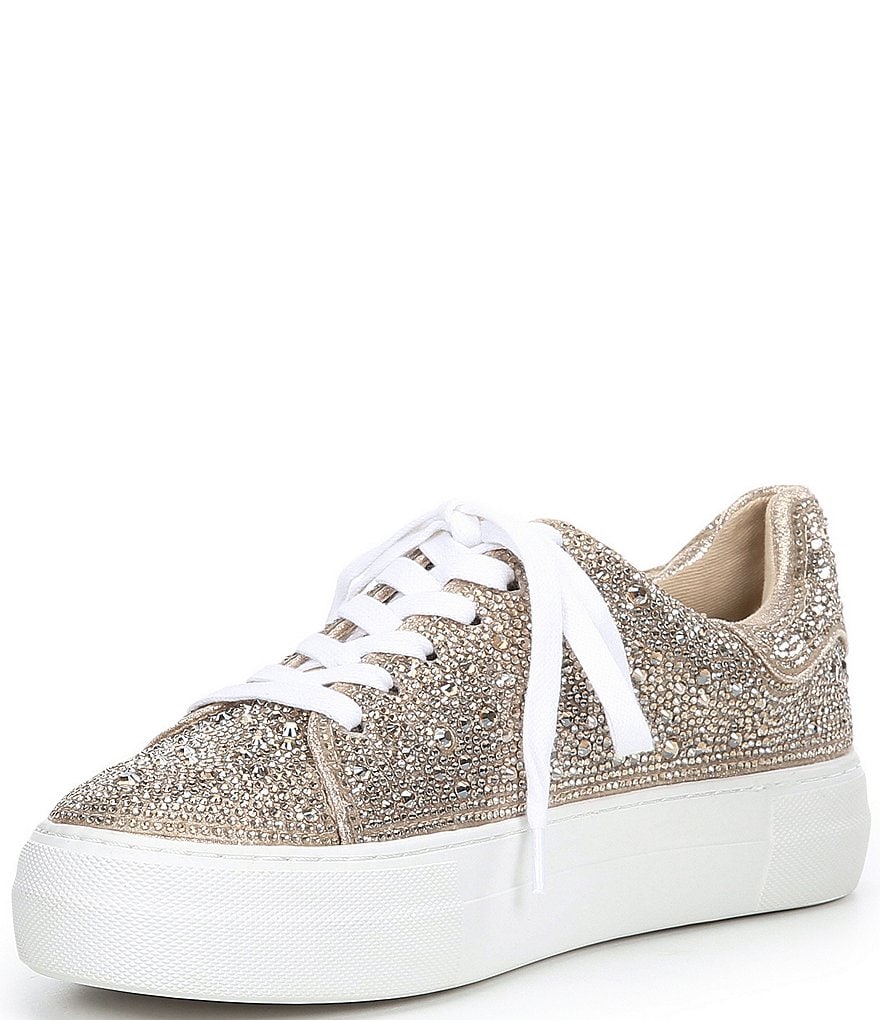 Blue by Betsey Johnson Sidny Rhinestone Embellished Platform Lace-Up Sneakers