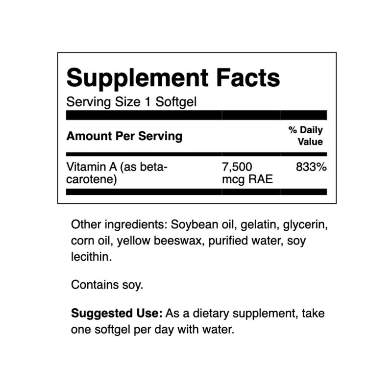 Swanson Beta-Carotene Softgels, 25,000 IU, 300 Count.
