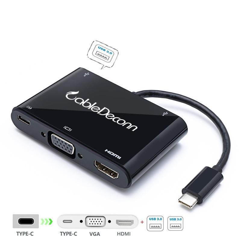 USB C 3.1 to 3.0 HUB+ HDMI VGA Type C Female Charger Adapter for Apple Macbook