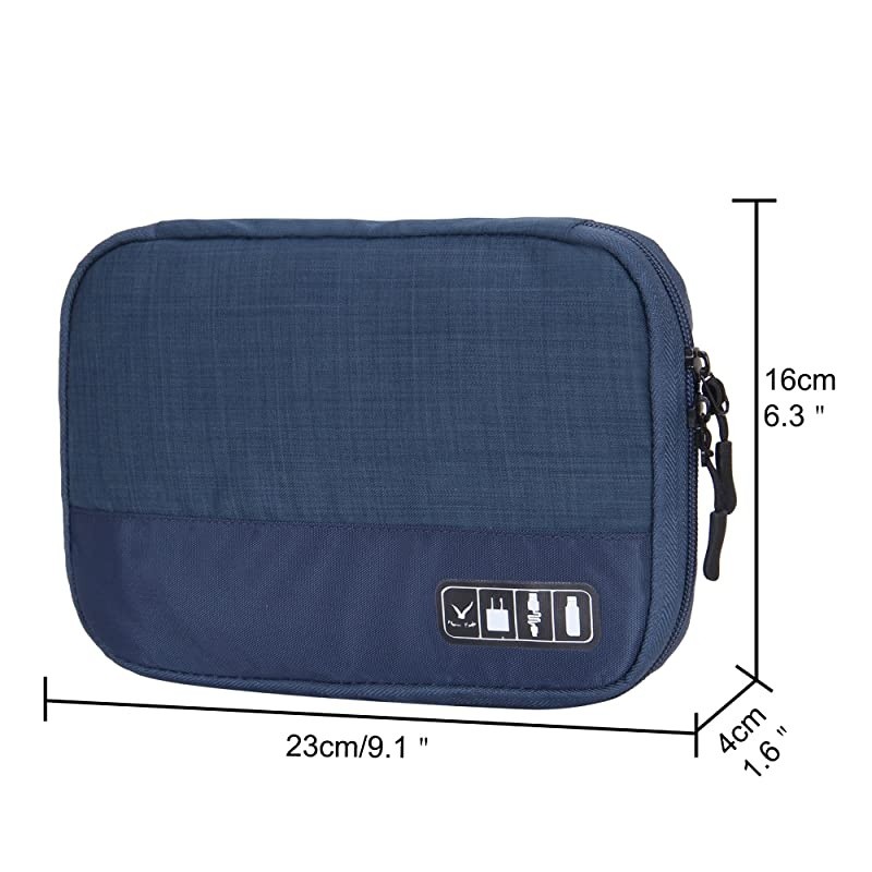 Travel Universal Cable Organizer Electronics Accessories Cases for Various USB Phone Charger and Cable Blue