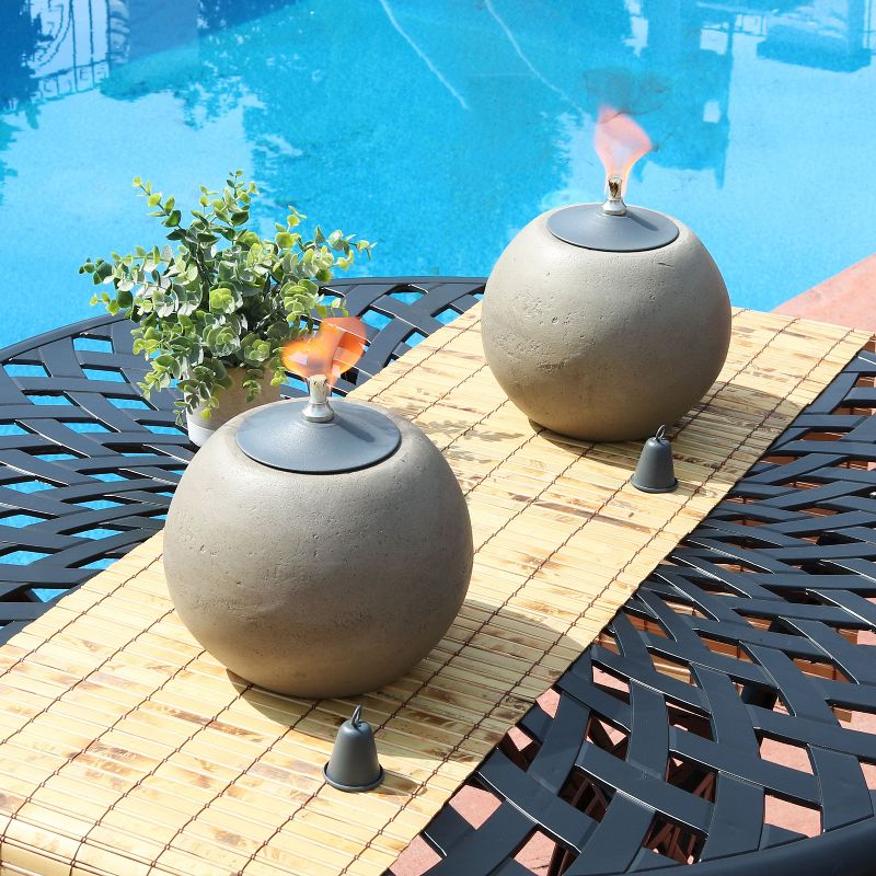 5.5" Petite Lantern Metal Table Torch Black - TIKI