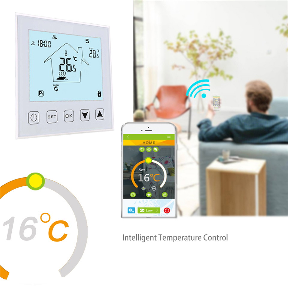 CUSAM WiFi Smart Thermostat Automatic Temperature Controller for 3A Gas Boiler Heating System Tuya App Control Works with Alexa Google Home