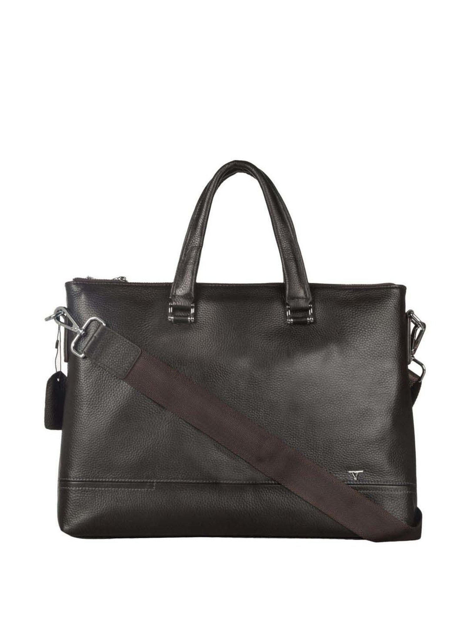 BULCHEE Brown Leather Large Laptop Messenger Bag