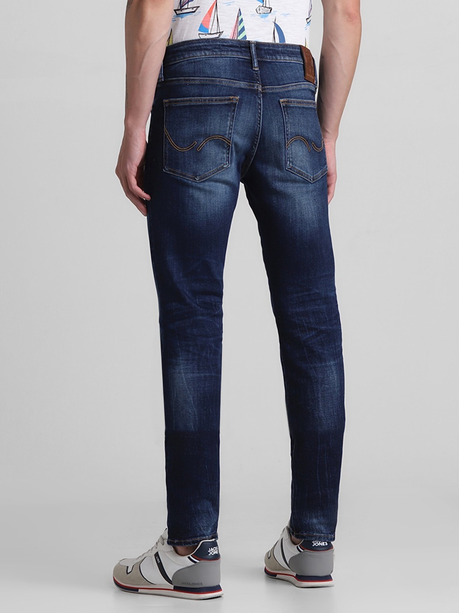 Jack & Jones Dark Blue Denim Cotton Slim Fit Jeans
