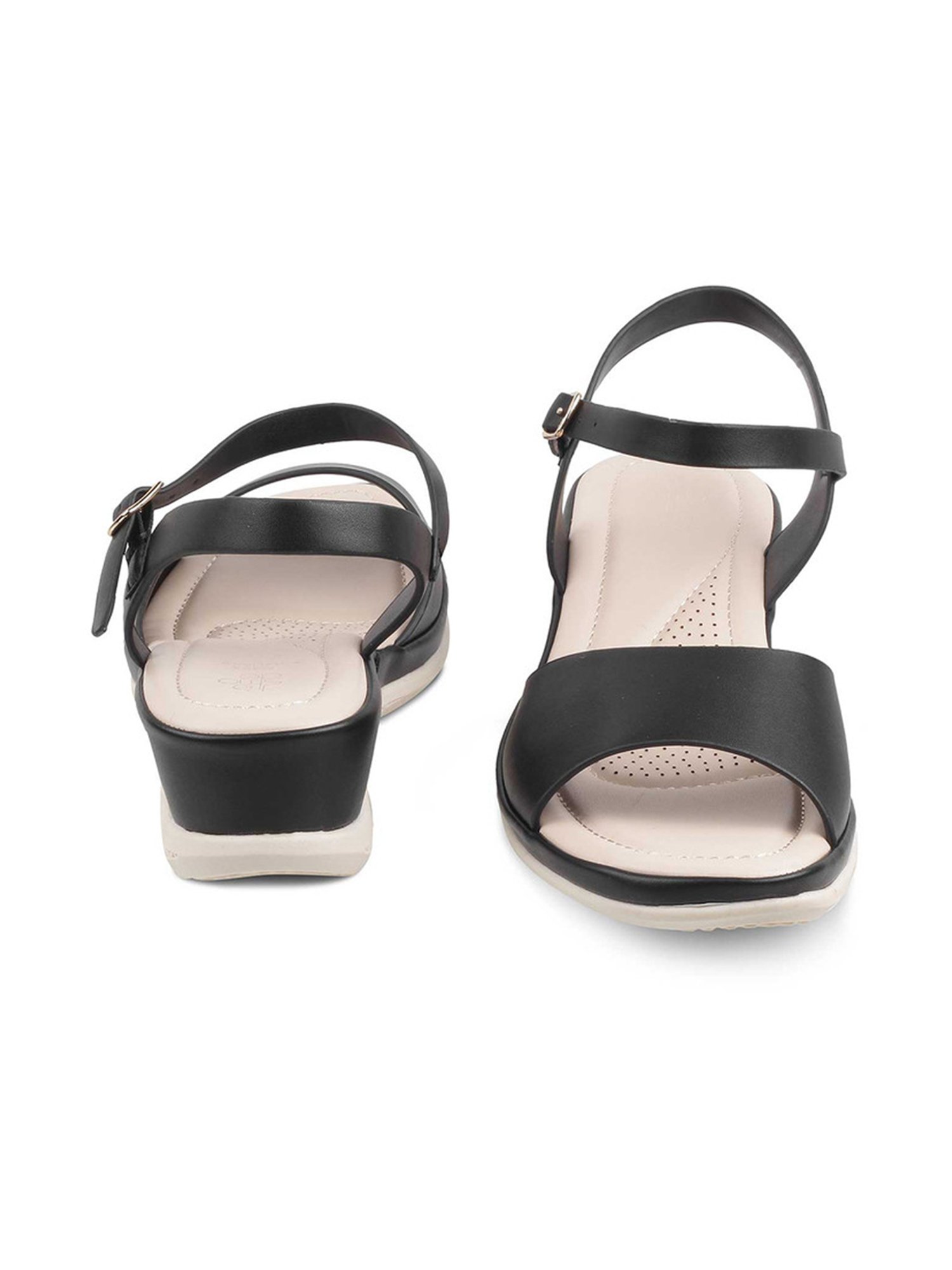 Tresmode Women's Black Ankle Strap Wedges