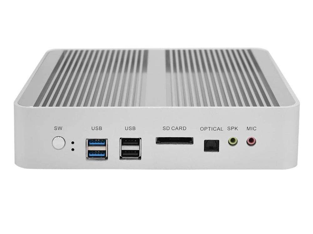 Fanless Mini PC, Intel Core i5-7260U Iris Plus Graphics 640 Mini Desktop Computer,Windows 10 64 Bit/Linux, DDR4 RAM [DP/HD-MI/2LAN/8USB/Optical/SD Card Reader/WiFi] (8GB Ram 128GB SSD)
