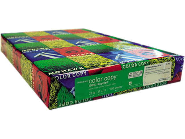 Mohawk 54-302 Color Copy 100% Recycled Paper, 96 Brightness, 28lb, 11 x 17, White, 500 Shts/Rm