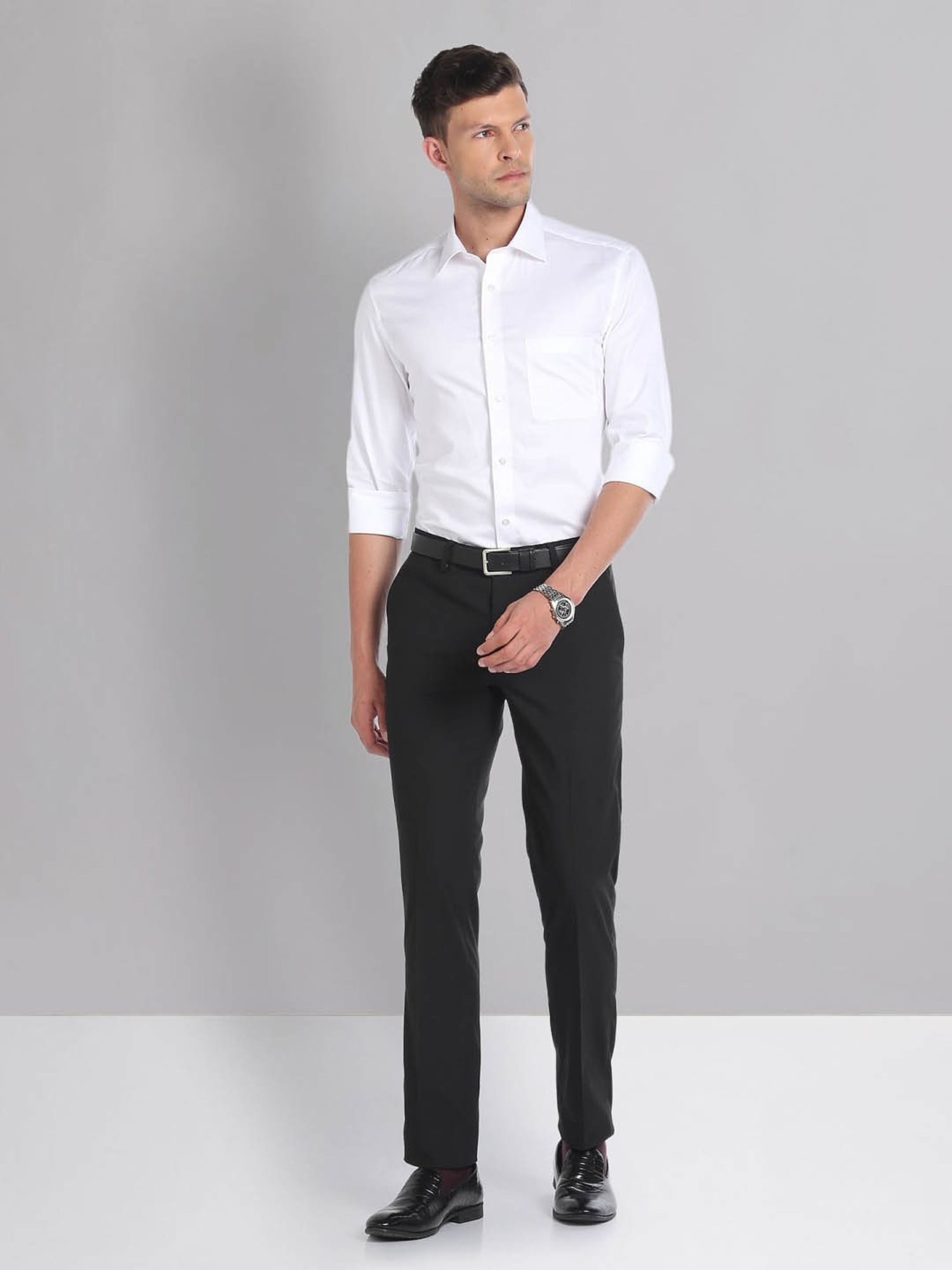AD by Arvind Black Slim Fit Trousers