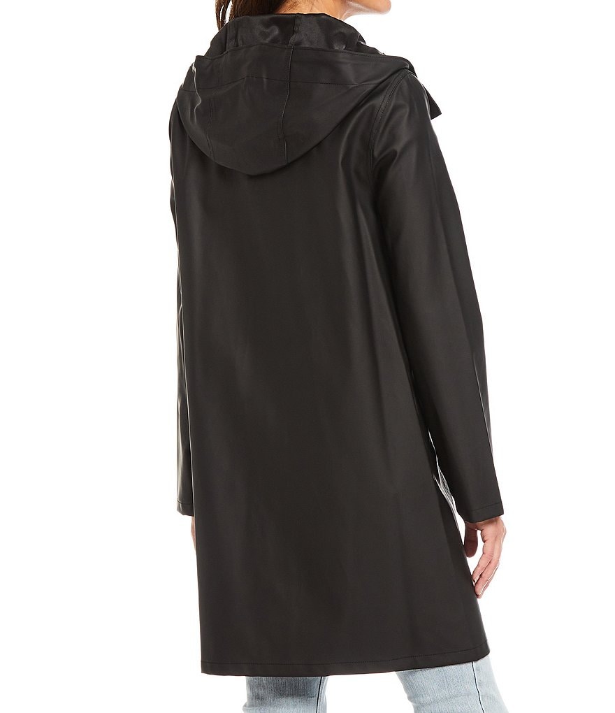 A Loves A Hooded Snap Front Long Sleeve Pocketed Raincoat