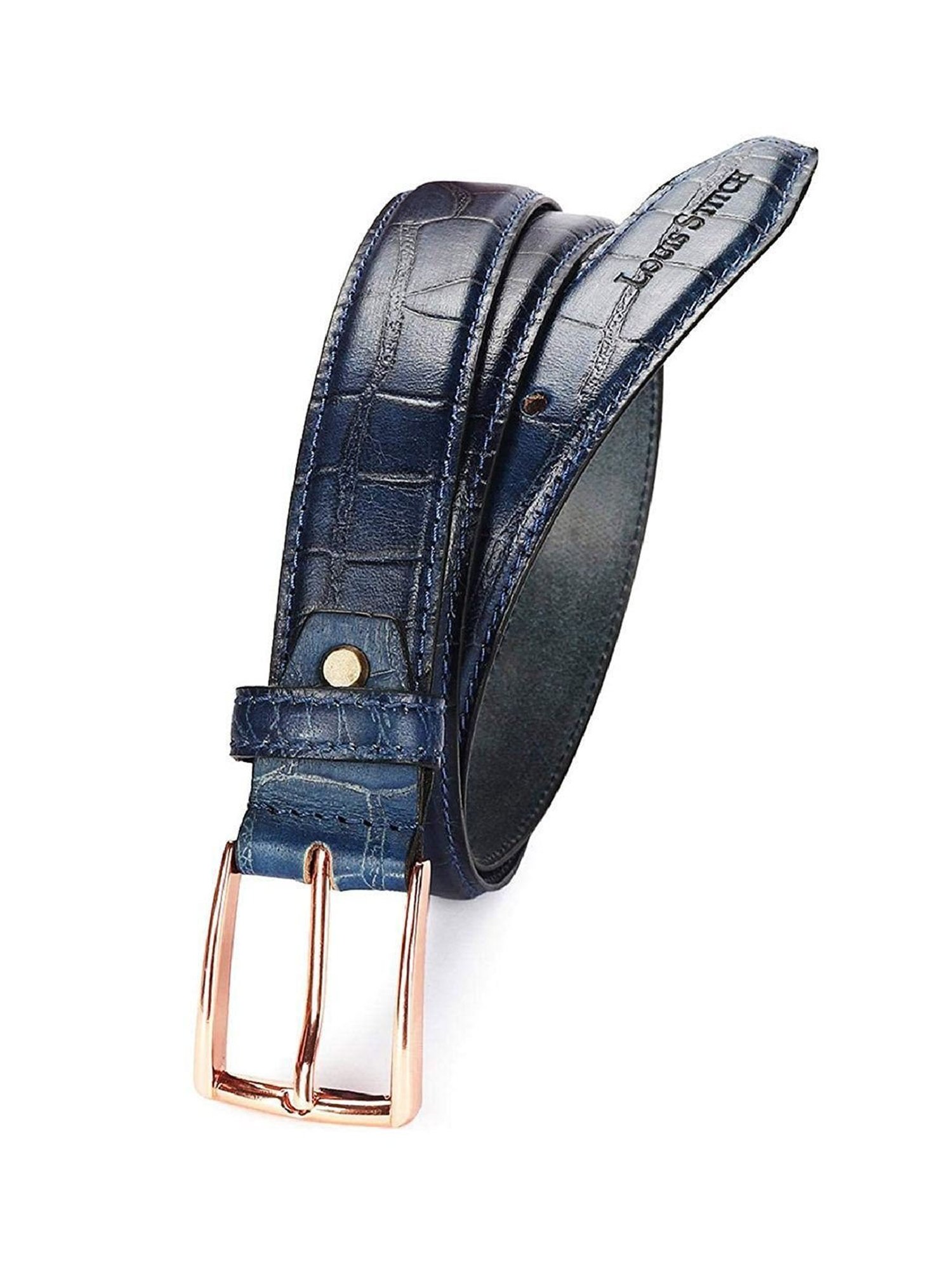Louis Stitch Blue Textured Leather Casual Belt for Men