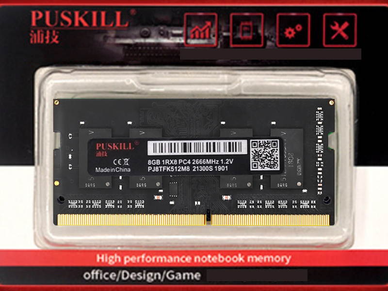 PUSKILL DDR3 1600MHz SODIMM RAM PC3-12800 4G 1.35V CL11 204 Pin Support ECC Unbuffered Laptop Memory Notebook RAM Module for Mac Intel and AMD System