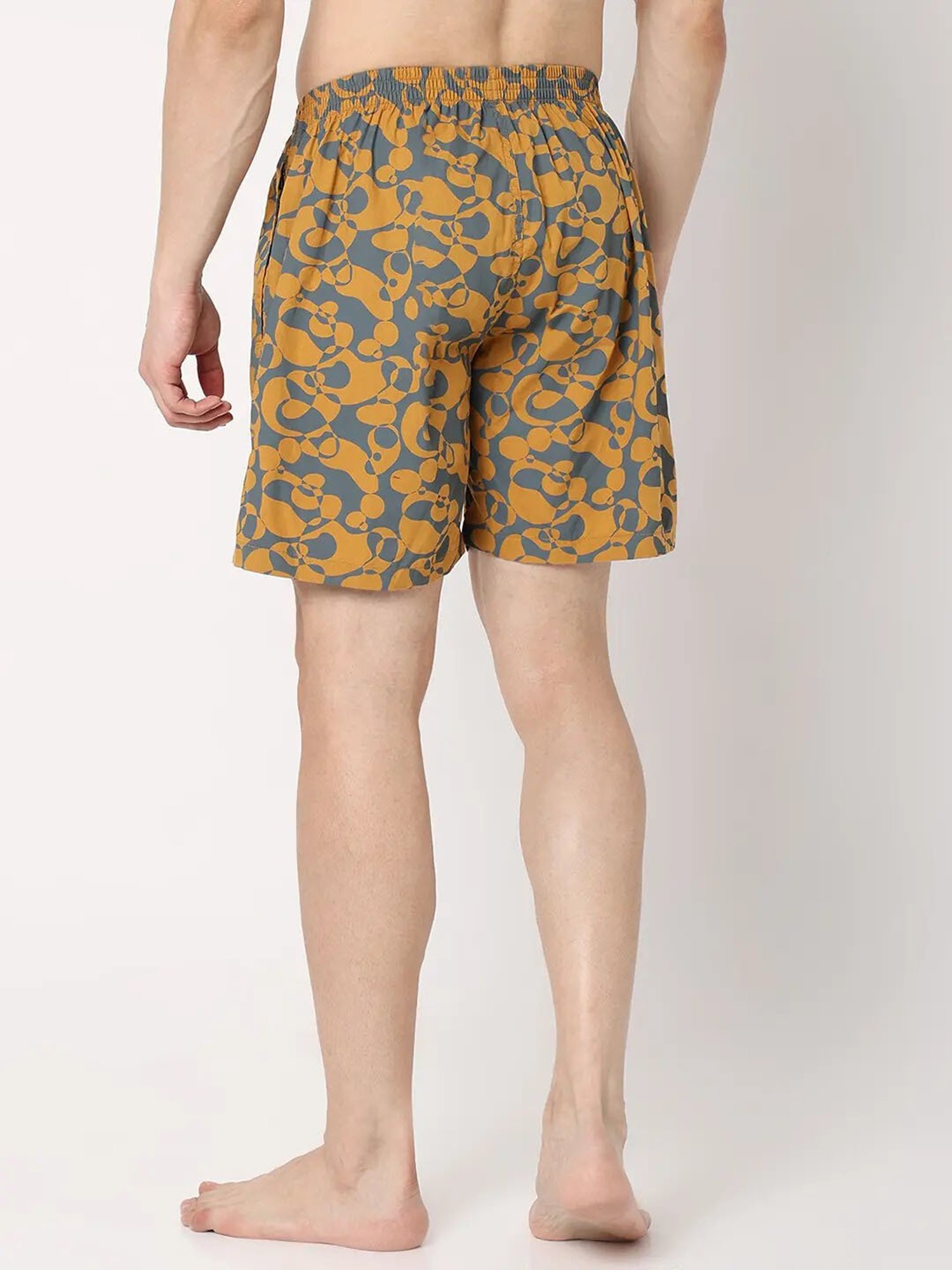 UnderJeans by Spykar Yellow Printed Boxer Shorts