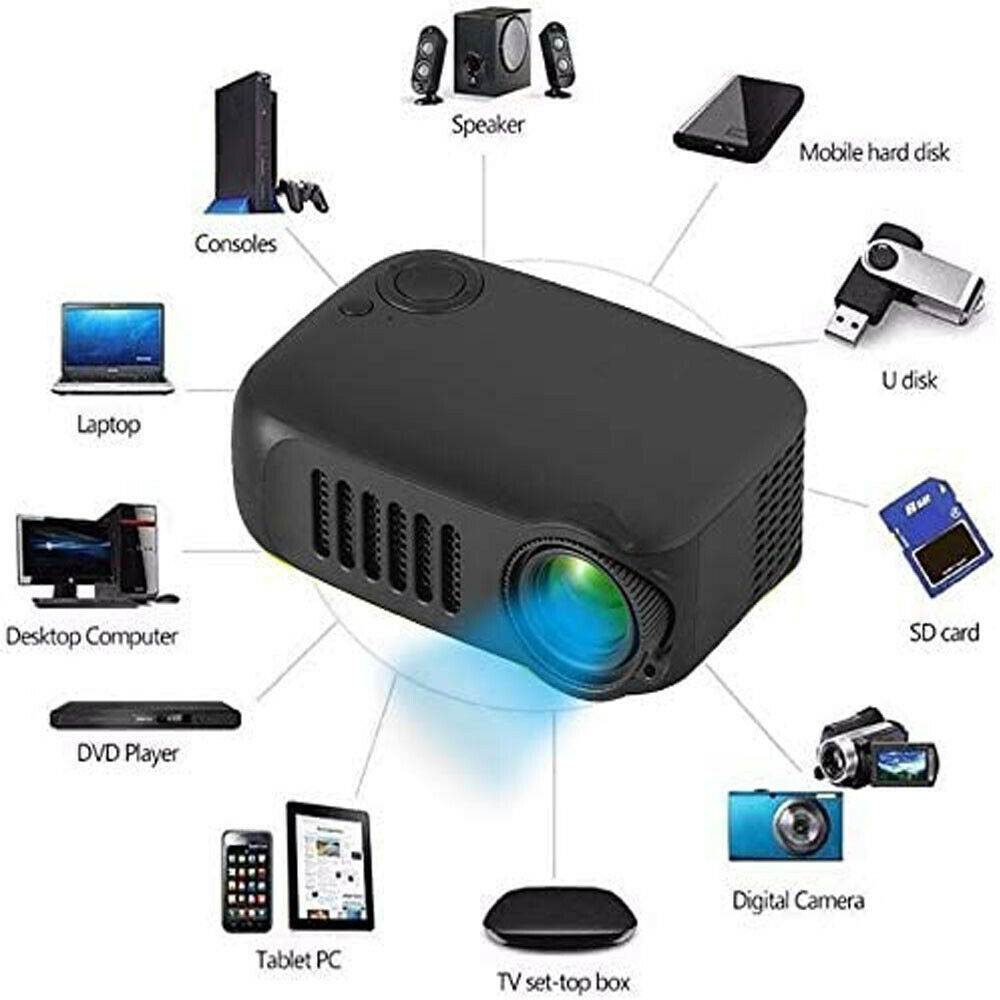 A2000 Mini Portable LED Projector Home Theater Cinema USB HDMI AV SD 1080P HD UK