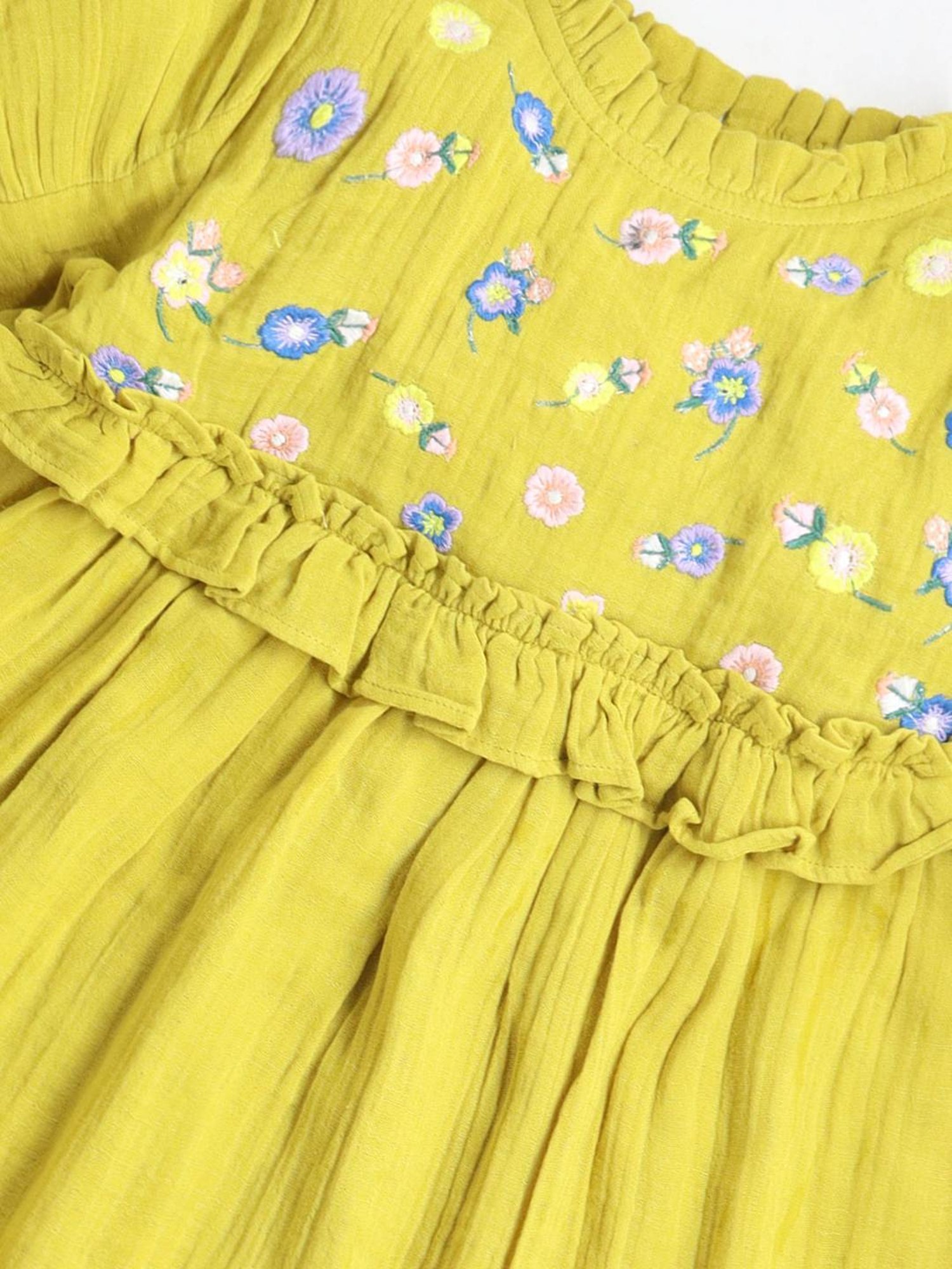 Cherry Crumble By Nitt Hyman Kids Green Embroidered Dress