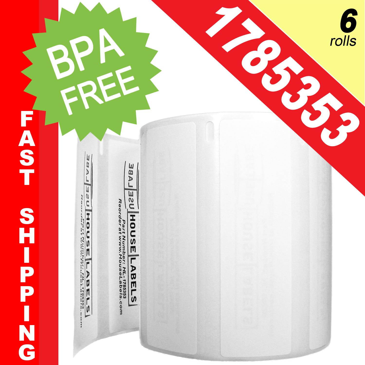 DYMO-Compatible 1785353 High Capacity Labels (3-1/2" x 1-1/8") -- BPA Free! (6 Rolls; 1,050 Labels per Roll)